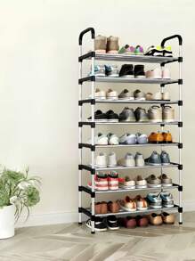 1pc Compact Metal Shoe Rack, Space Saving Shoe Organizer, Simple, Sturdy, Fashionable, Easy To Assemble And Disassemble, Portable, Suitable For Living Room, Bedroom, Entryway, Office, Home, Multi-Layer Storage, Holiday Gift - Multicolor - View 10