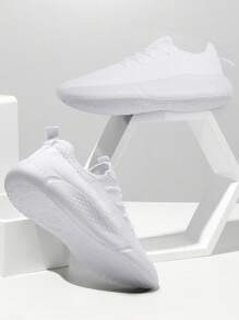 Women's Trainers Fashionable Sneakers Mesh Comfortable Sports Shoes Lightweight And Breathable Casual Sneakers Outdoor Casual Walking Shoes Road Running Shoes White