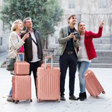 5 Piece Suitcase Set With Corner Protectors, 12/16/20/24/28 Inch Durable Hard Shell 360 Degree Spinner Wheels Large Capacity Multifunctional Lightweight Travel Suitcase - Rose Gold - View 11