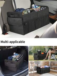 Organizador de maletero para SUV de 72L de gran capacidad, plegable, con 4 compartimientos, accesorios de coche multicolor para mujeres/hombres, negro - Negro - Ver 6