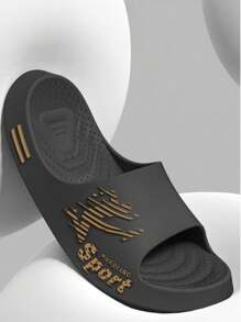 Men's Fashion Slippers For Summer - Non-Slip, Odor-Resistant Indoor House Shoes With Cartoon Design, PVC Material, Easy Slip-On - Black - View 3