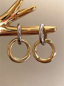 European And American Retro Dual-color Detachable Dangle Earrings With Two Wearing Styles
