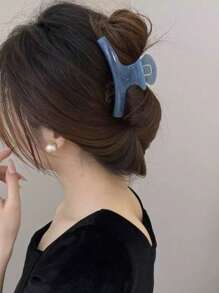 2 piezas/4 piezas Pinza de pelo de mujer con lunares azules, accesorios de pelo acrílicos elegantes y versátiles para todo el año, pinzas de pelo, pasador de pelo, clip de pelo para vacaciones y atuendos de mujer - Azul - Ver 5