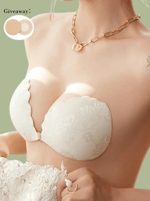 3 Pairs Of Lace Self-Adhesive Bras In Different Colors, Invisible Self-Adhesive Bras (With Free Transparent Shoulder Straps And 2 Breast Stickers), Backless Push-Up Bras, Reusable Silicone Covers, Nipple Bras - Multicolor - View 18