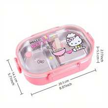 Sanrio 1 pezzo Scatola bento Hello Kitty Sanrio con cucchiaio - Simpatica scatola porta cibo rosa con 2 scomparti, portatile, adatta per campeggio, ufficio e viaggio, lavaggio a mano, design quadrato, tema cartone animato, adatta per varie festività. Può essere usata a casa per il ritorno a scuola, scatola per la frutta, scatola del pranzo, scatola bento. Regalo perfetto