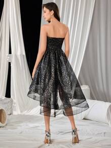 Sexy Lace Layered Empire Waist Short Cocktail Dress, Party Dress, Prom Dress - Black - View 3