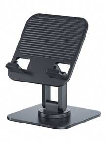 1pc Tablet Stand Suitable For IPad, Mobile Phone Holder, Foldable Rotatable Desktop Office Stand, 3-Axis Adjustable, Large Square Metal Base, Plastic Panel, Portable Travel Stand