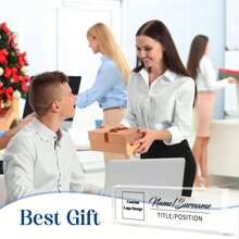 [Placa de empresa personalizada y duradera] Placa de escritorio personalizada de acrílico con logo, letrero de decoración de oficina personalizado para jefe o empresa, bloque de vidrio de acrílico transparente personalizado, regalos de oficina para compañeros de trabajo, jefe, maestro/regalos de aprecio a empleados para escritorio de oficina