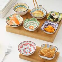 6pcs Japanese-Style Bohemian Ceramic Dish, For Hot Pot Ingredients, Snacks, Butterflies, Vegetables Or Pickles Christmas Gift