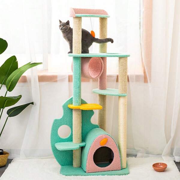 Katzen-Kletterbaum, Kratzsäule aus Sisal, große Katzenaktivitätsturm, Haustierzubehör & Spielzeuge