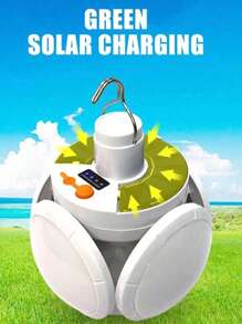 1PC Solar LED Light Bulb Rechargeable Portable Outdoor Garden Camping Tent Light Emergency Night Lantern Spotlight With Solar Charging And USB Smart Display, Solar Lights Outdoor