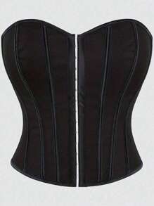 Nuevo top corset de encaje en negro mate con cordones, moldeador de cintura delgada, blusa corta para fiesta