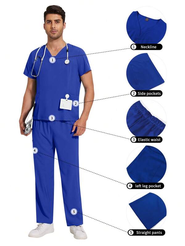 Uniformes quirúrgicos para hombres, conjuntos de uniformes de enfermería (Parte superior + Pantalones), uniformes para enfermeros, uniformes para el trabajo en salones de belleza, uniformes de hospital