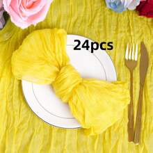 6/12/18/24/30pcs Set Balinese Sheer Coffee Color Napkins, 19.7 X 19.7 Inch Square Romantic Boho Style Transparent Napkins For Gift, Decoration, Vintage Bridal Shower, Birthday Party, Holiday Table Centerpiece (Multi-Color Options)