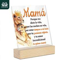 Putuo Decor 1 件西班牙方形亚克力标牌木质底座桌面装饰，Gracias Mama Por Darme La Vida Y Entregarme Todo Tu Amor，适合家庭农舍客厅壁炉的桌面装饰，母亲节礼物 - 彩色 - 查看 10