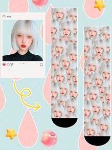 1 par de calcetines personalizados de moda y creativos con personalización de imagen - Multicolor - Ver 2