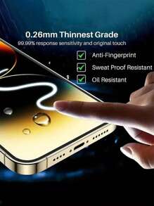 2片装9H+钢化玻璃屏幕保护膜，兼容 16 Pro Max、16、16 Pro、16 Plus、14 Pro Max 6.7、17、17 Pro、17 Pro Max、17 Air，高清、防刮、触控灵敏，兼容手机壳 - 黑色 - 查看 6