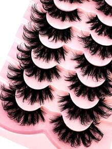 HBZGTLAD 7 Pairs Faux Mink Lashes Multipack Mink Lashes Fluffy False Eyelashes 22mm Full Wispy Lashes 8D Volume Curly Fake Eyelashes - Màu xanh lam - Xem 7