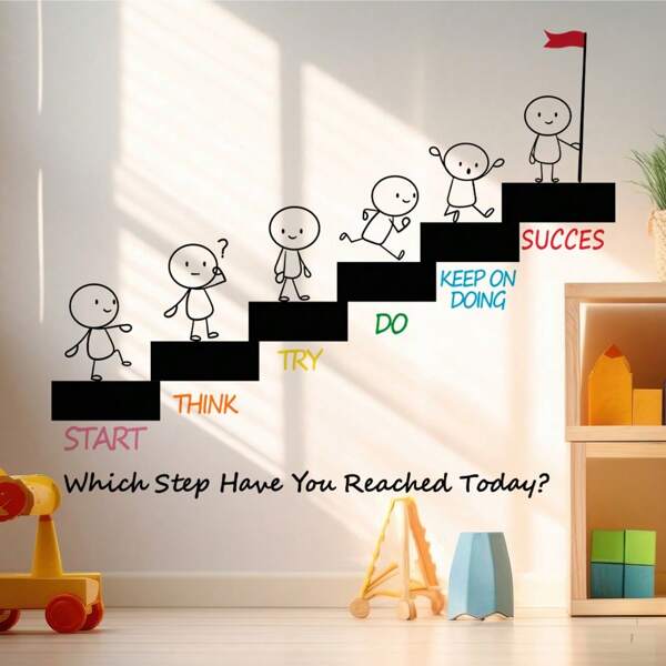 Adhesivo decorativo para pared con texto creativo para escalera, decoración de pared para sala de educación temprana, autoadhesivo, tamaño 23.8*28.2 pulgadas, regalo para cumpleaños, graduación, decoración de habitación, hogar, baño, dormitorio, sala de estar, casa
