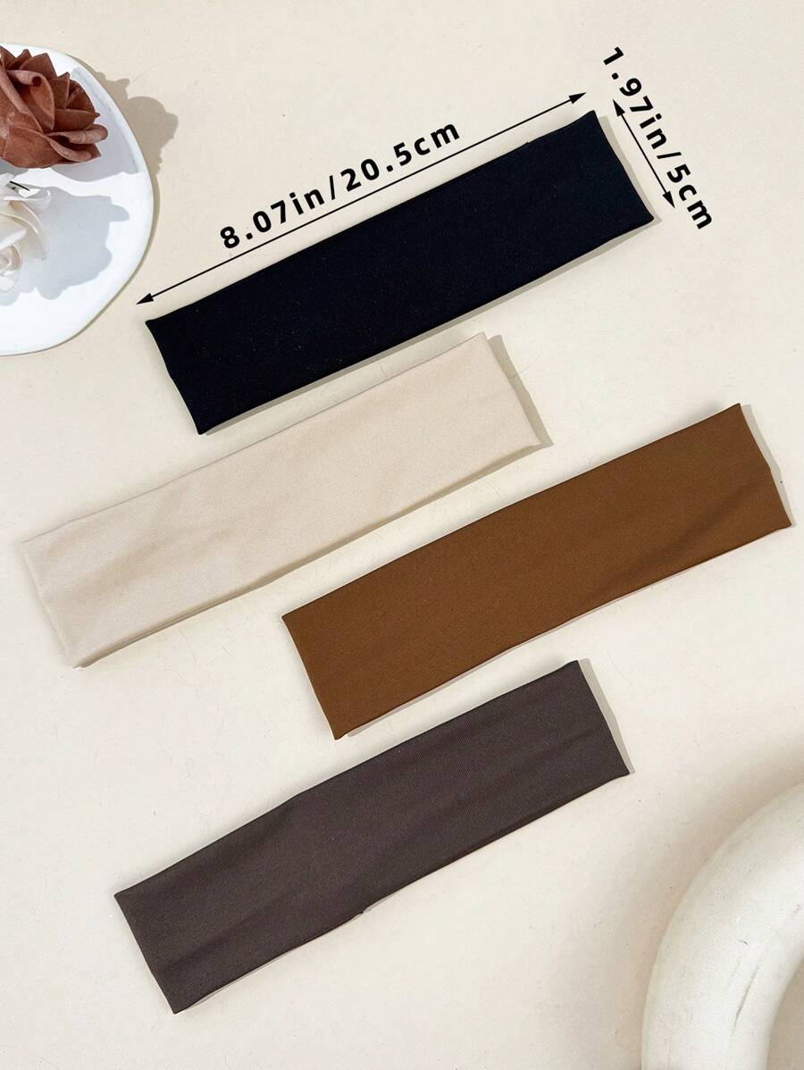 4pcs/Set Women's Versatile Super Absorbent Sweatband, Suitable For Sports Wear, Gym, Fitness, Running, Yoga, Daily Outfit Decoration