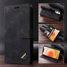 Wallet Minimalist Style Flip Cover Phone Case Compatible With Samsung S Series And A Series - Black - View 2
