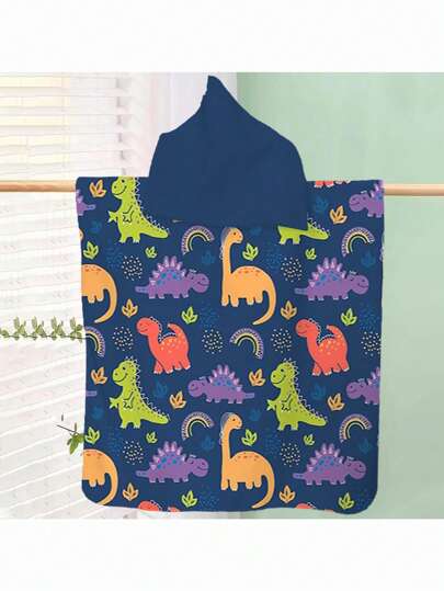 1pc Dinosaur Print Hooded Beach Poncho, Wearable & Absorbent Beach Blanket - Super Soft Polyester, Quick Drying, Sand-Free, Ideal For Travel, Swimming, Park, Sun Protection, Outdoor, Beach, Pool, Perfect Holiday Essential, Provides Utmost Comfort (Please Choose Size According To Size Chart To Avoid Being Too Large Or Too Small)