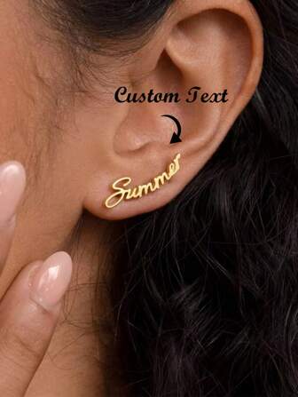 Custom Name Earrings Cute Everyday Stud Earrings Stainless Steel Personalized Name Jewelry Birthday Party Valentine's Day Gift