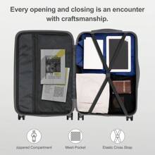 2 Piece Luggage Set (20"+12") Checked Travel Suitcases, Lightweight Portable Hard Shell Carry-On Luggage With Spinner Wheels, Rose Gold, Black, Dark Grey - Dark Grey - View 6