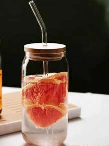 1pc 550ml Or 400ml Clear Straw Bottle, Modern Glass Coffee Cup For Home, Office - Clear - View 11