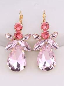 Aretes colgantes de fantasía geométricos con cristales, base de cobre y vástago de acero inoxidable, elegantes aretes de clip para mujer para fiestas y banquetes, accesorios de moda para todas las estaciones - Estilo 1 - Ver 12