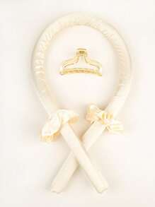 4 件套无热卷发套装，适合女性长发，卷发器适合过夜卷发，无热卷发配件套装带发夹，方便卷发