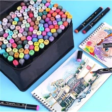 24/48/60/80/168 couleurs Marqueurs à alcool permanents à double pointe, comprenant un diluant incolore, une pointe fine, un ensemble de marqueurs à alcool à double extrémité, convenant aux artistes pour la peinture, le coloriage, le croquis, le marquage multicolore, sac de transport (emballage aléatoire)