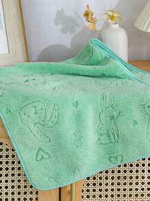 1pc Soft & Absorbent Coral Fleece Towel, Quick Dry, Romantic Love, Rose Or Butterfly Jacquard Pattern, Ideal Valentine's Day Gift For Loved One - Face Towel Or Bath Towel Shower Towels For Beauty Salon, Hotel Sports,Home Essentials, Towel, Skin Care Bath Towel Sheet - Green - View 2