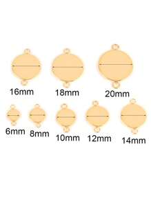 10pcs Stainless Steel Two Hole Resin Blank Base Tray Cabochon Cameo Base Setting Bezels Pendant For DIY Jewelry Necklace Bracelet Making Accessories - Blank Base - View 4