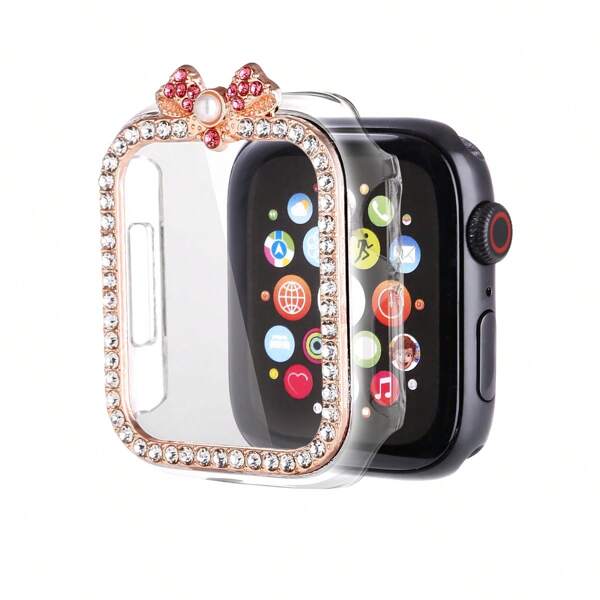 1pc Rhinestone Studded Apple Watch Case, Protective Cover Compatible With Apple Watch S10 Series 9 8 7 6 5 4 SE, 40mm/41mm/42mm/44mm/45mm/46mm/49mm
