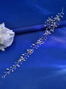 1pc Shiny Fashion Crystal Bride's Waist Belt, Crystal Decor Lady Waist Accessories Suitable For Daily Party Evening Dress, Gown