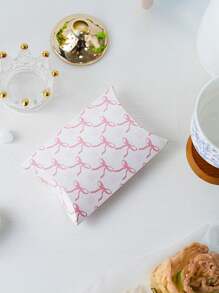 7pcs New Pink Bow Plaid Cookie Packaging Boxes, French Bow Decorated Gift Boxes For Cookies