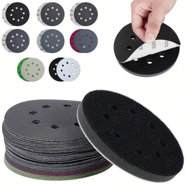 10/36 stuks 5 inch nat/droog schuurschijven - korrel 240-10000 - set klittenband schuurpads voor elektrische slijpmachine, accessoire voor terug naar school