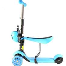 Patin Diablo Scooter Montable Con 3 Ruedas Y Luces Led en las Llantas De Catarina Azul, Scooter convertible, excelente opción para su pequeño ya que puede ser adaptable a la edad, - Es ajustable conforme tu pequeño crece, - Canastilla al frente de Gusanito o Catarina, , - Mangos suaves , - Piso antiderrapante con estrellas en círculos - Azul - Ver 2