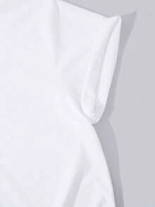 曲线 + 加大码女式印花短袖 T 恤，休闲夏季 - 白色 - 查看 3