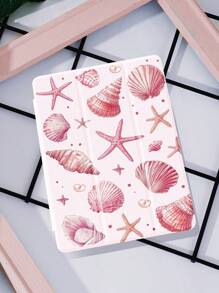 Summer Phone Case 1pc Ocean Elements & Pink Star Pattern Flat Tablet Protective Case, Compatible With IPad 10.2", IPad Pro 2021/2020, IPad 9th/10th Gen, Galaxy Tab A8 10.5" 2022, Matepad 10.4"/Tab, Anti-Drop, With Pen Slot, Support Sleep/Wake