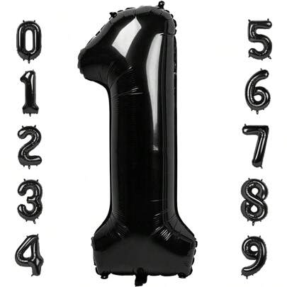 1pc 40 Inch Jumbo Black Number Foil Balloon, Birthday Anniversary Party Decoration