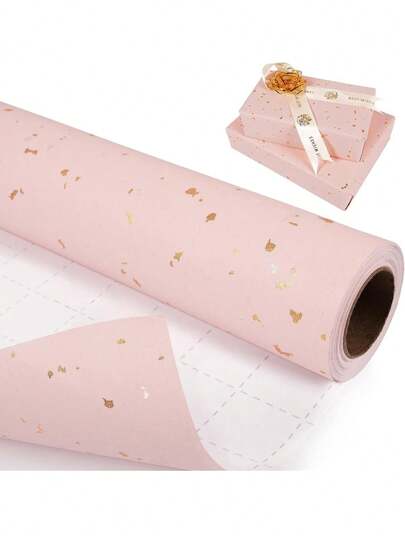 1 Roll Matte Metallic Texture Wrapping Paper, Light Pink Confetti Pattern For Weddings, Solid Color For Halloween, Gift Wrapping Paper, Suitable For Weddings, Valentine's Day, Birthdays, Christmas, DIY Bouquets, Metallic Christmas Gift Wrapping, DIY Christmas Decorations, Solid Patterns, Matte Wrapping Paper, Halloween, Thanksgiving, Autumn, Winter