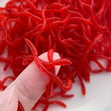100pcs Soft Fishing Lures, Artificial Worms & Red Worms Fishing Baits, Outdoor Seaside Fishing Baits, Fishing Accessories