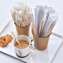20/30/50/80/100/200 pezzi Mescolatori di caffè in legno da 18cm/14cm, confezionati singolarmente, puliti e igienici, adatti per mescolare caffè, espresso, tequila, cioccolata calda e tè, perfetti per caffetterie e per il rientro a scuola