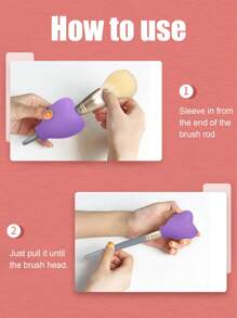 3pcs/Set Heart-Shaped Silicone Makeup Brush Protectors, Anti-Dust Storage & Protection Case, Brush Guards To Prevent Frizz,Makeup Brush Dust Protective Cover, Suitable For Travel, Vacation,Makeup Table, Dormitory,Ideal For Women, Daughters, Sisters, Teachers