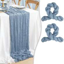 2 peças de toalha de mesa transparente estampada com queijo boho, 35 polegadas (88,9 cm) e 118 polegadas (300 cm) de tecido longo para queijo para chá de bebê, casamento, noiva, aniversário, decoração de festa