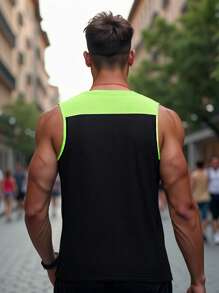 Men's Sleeveless Training Tank Top; Sports, Running, Gym, Lightweight - Breathable - Black - View 7