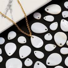 5/10/30pcs/Pack Natural Teardrop Shaped Shell Pendant, White Color Shell Material With Hole, For Clothing, Hair Decoration, Natural Style Accessories