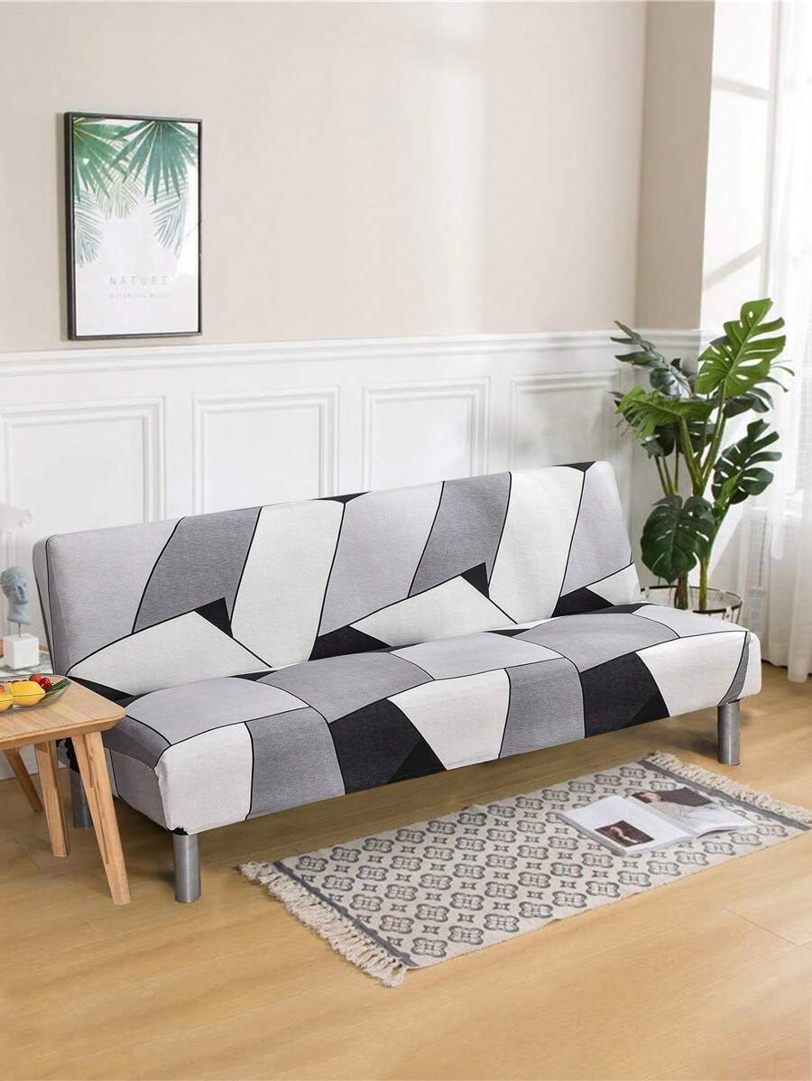 1 件牛奶丝沙发套/长沙发套，几何图案设计，简约优雅，高弹性防尘，适合所有季节